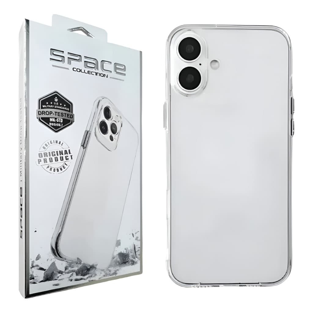 Capa iPhone 16 Clear Space Case Transparente Anti Amarelamento Anti Shock Proteção Reforçada