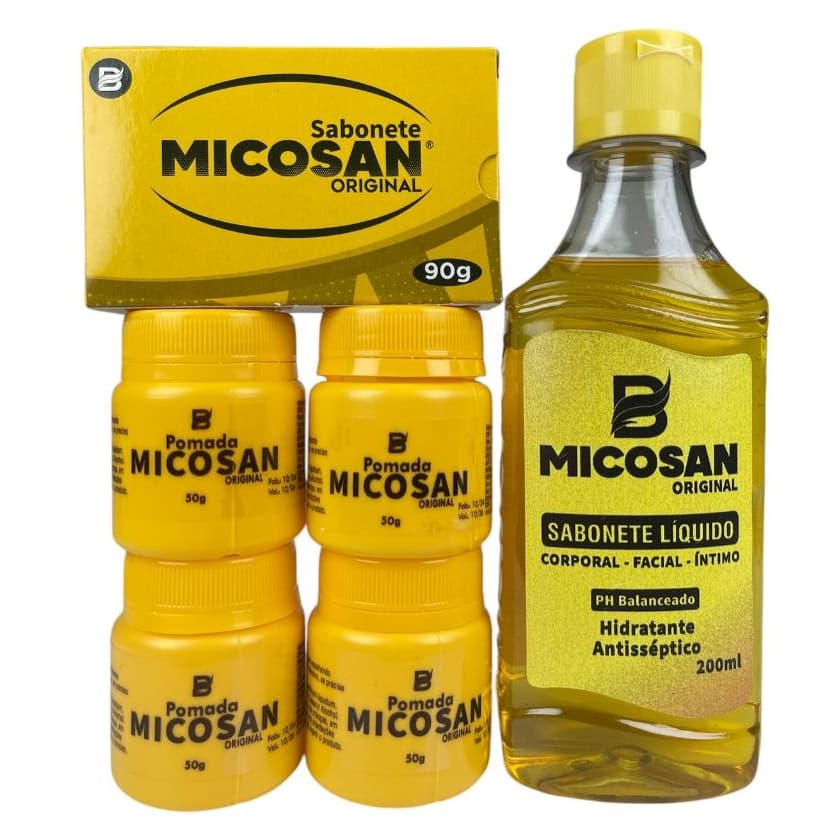 Kit Micosan Original com 4 Pomadas, 1 Sabonete Líquido e 1 Sabonete em Barra 6 Un. Baruc Cosméticos