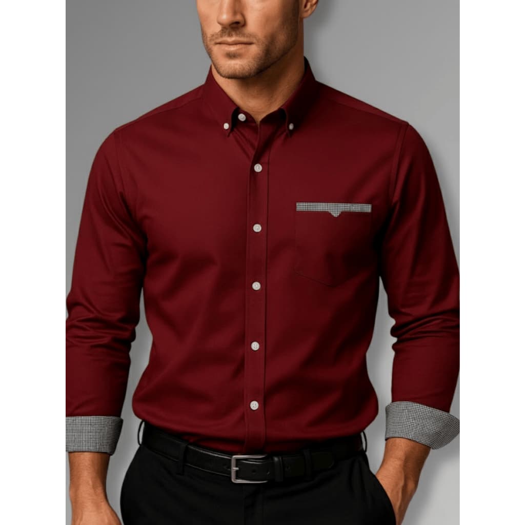 Camisa Social Masculina Manga Longa Slim Fit Camisa Para o Natal