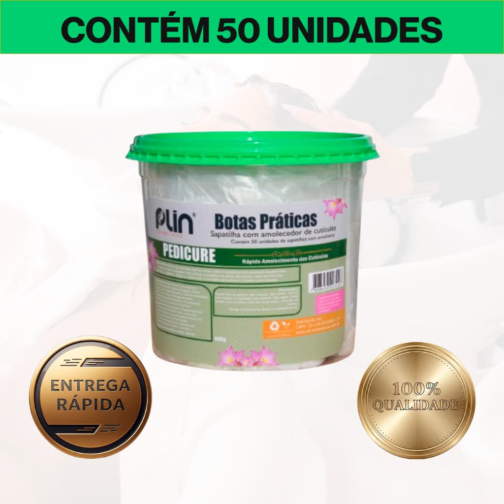 Sapatilha Com Creme Pedicure Emoliente Amolecedor Cuticula 50 Un
