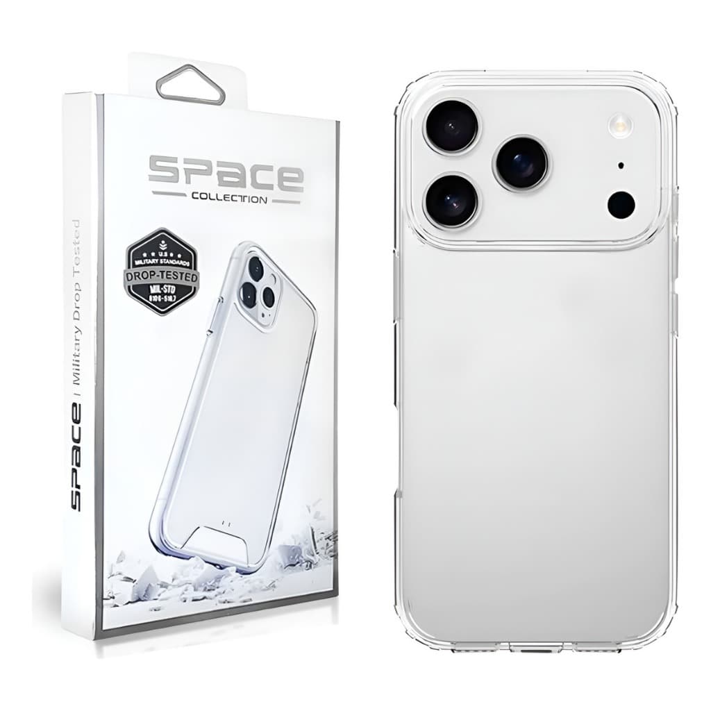 Capa iPhone 17 Pro Clear Space Case Transparente Anti Amarelamento Anti Shock Proteção Reforçada