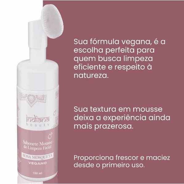 Sabonete Mousse de Limpeza Facial Rosa Mosqueta – Limpeza Suave, Espuma Cremosa e Pele Renovada