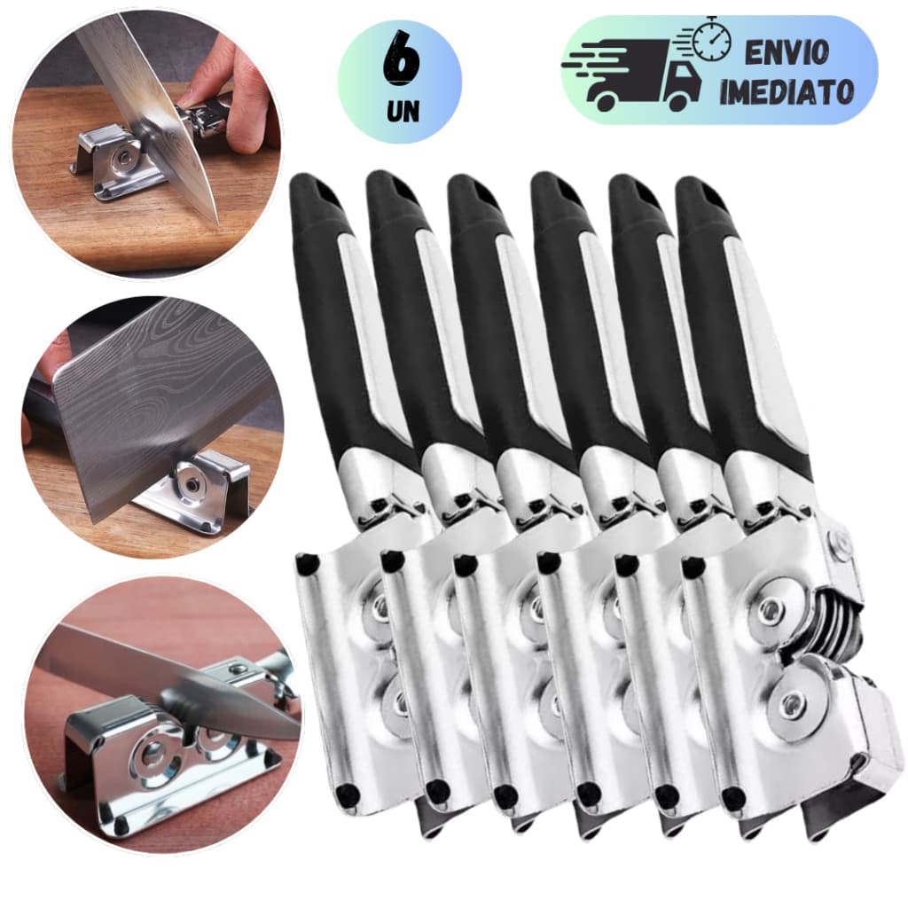 KIT 2 A 6 AMOLADORES AFIADOR DE COZINHA FACA PROFISSIONAL COM DISCOS DE AÇO INOX PARA TESOURAS