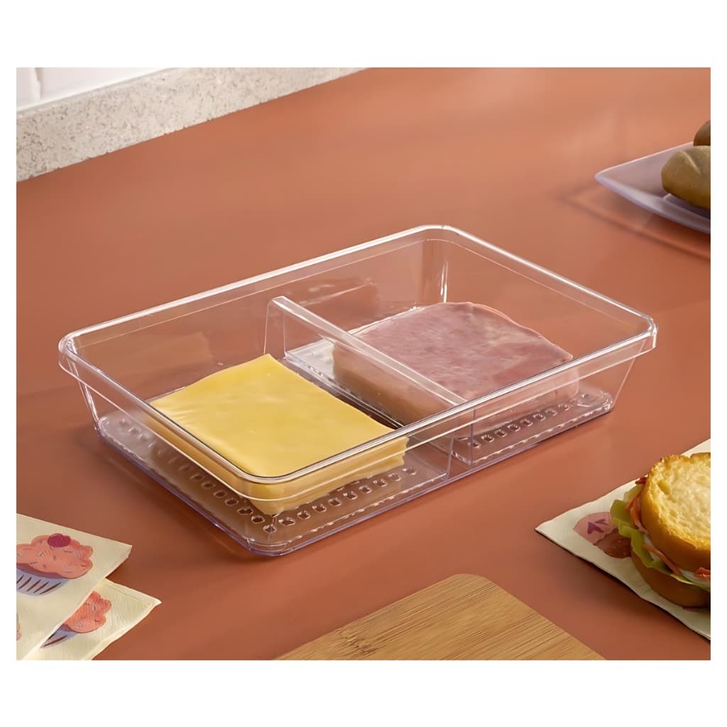 Porta Frios Acrílico com Bandeja Removível – Organizador de Geladeira
