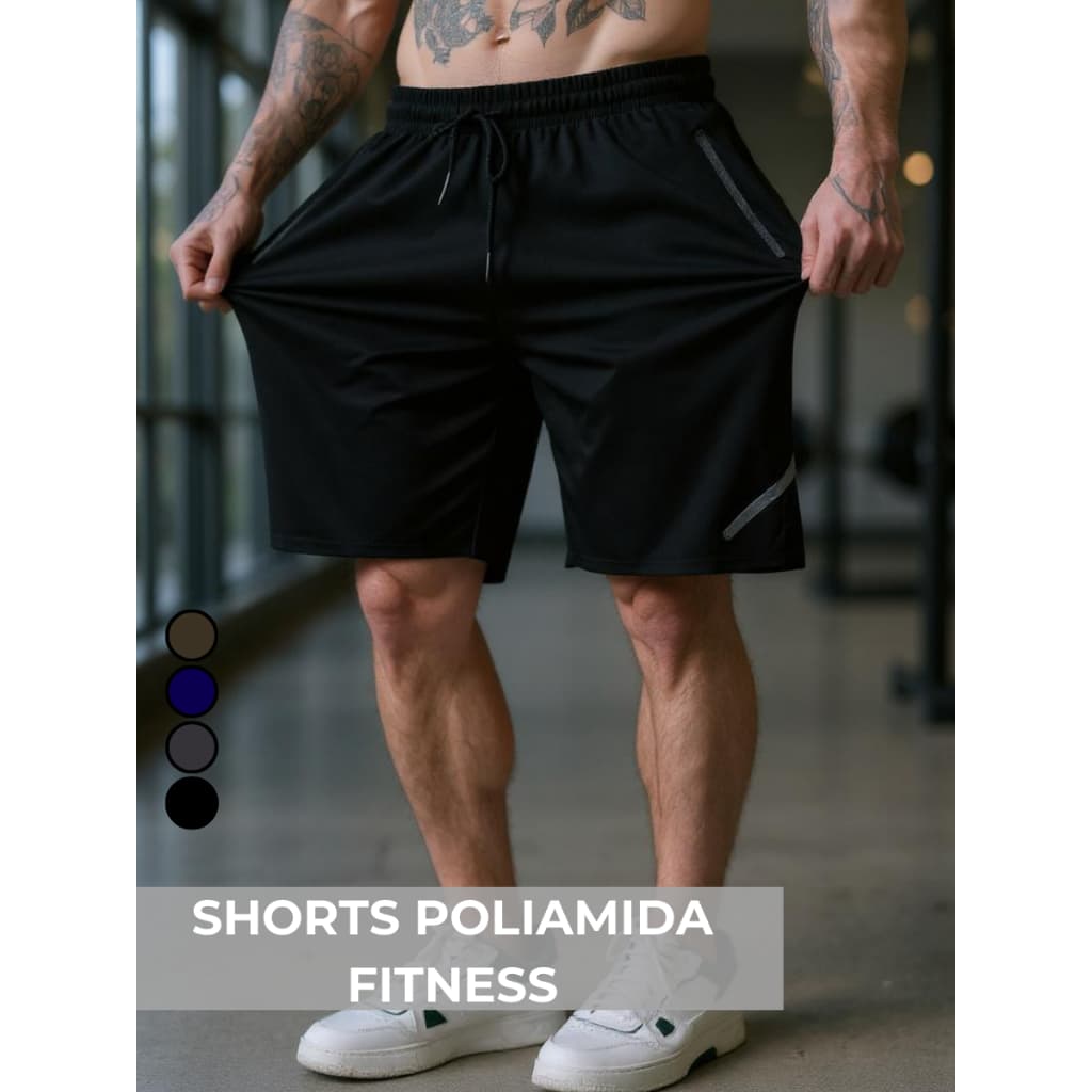 Short Bermuda Masculina Tactel Dry Fit Tecido Gelado Poliamida Seca Rapido Fitness com bolso Short para Academia Casual