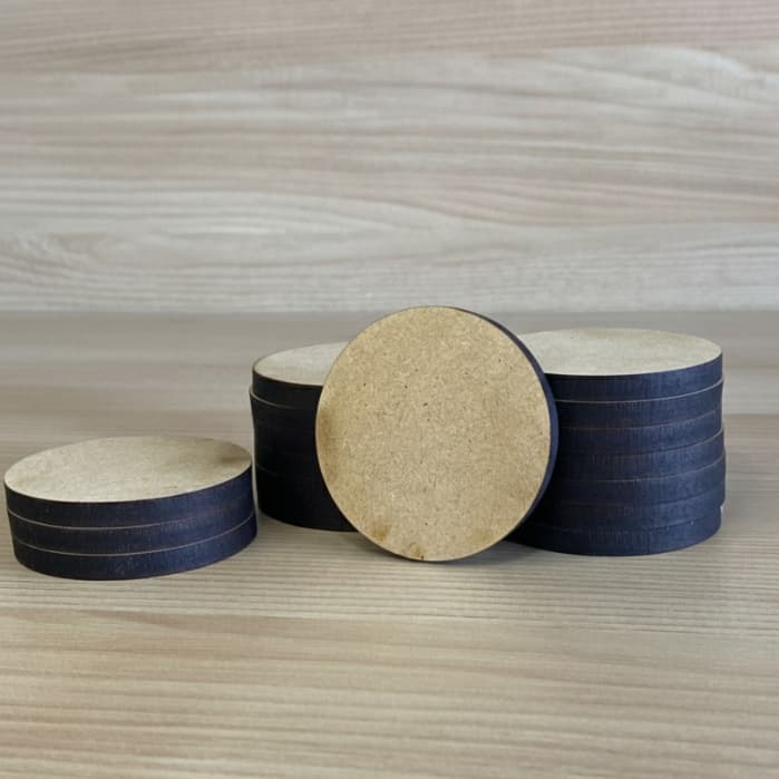 100 BOLACHAS 6MM  MDF CRU 6CM SEM FURO  – Pacote Com 100 Unidades