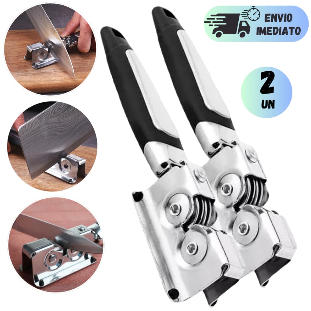 KIT JOGO 2 AFIADOR AMOLADOR DE TESOURA CANIVETE FACAS PROFISSIONAL EM AÇO INOXIDAVEL COM DISCO
