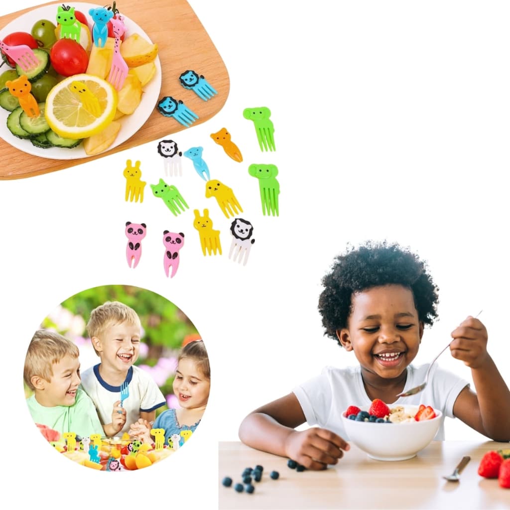 KIT C/50 /10 peças Mini Garfo Para Petisco Infantil Desenho Animado Fruta Bolo Sobremesa