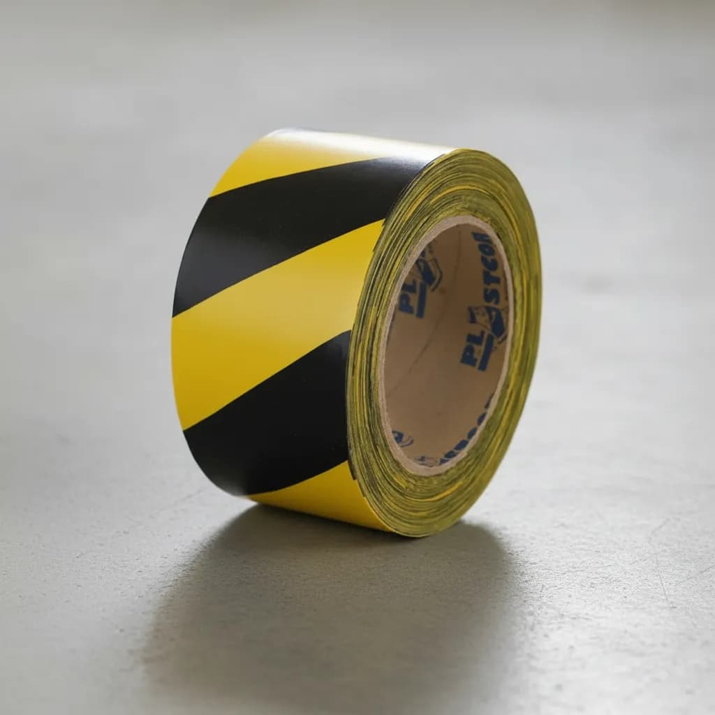 Fita Plástica Zebrada Amarela e Preta Sinalização Demarcação 7cm x 200m Plastcor