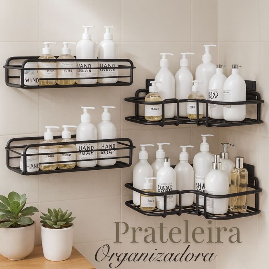 Prateleiras Organizadoras de Metal para Parede Banheiro Cozinha Porta Shampoo 1/2/4 pecas