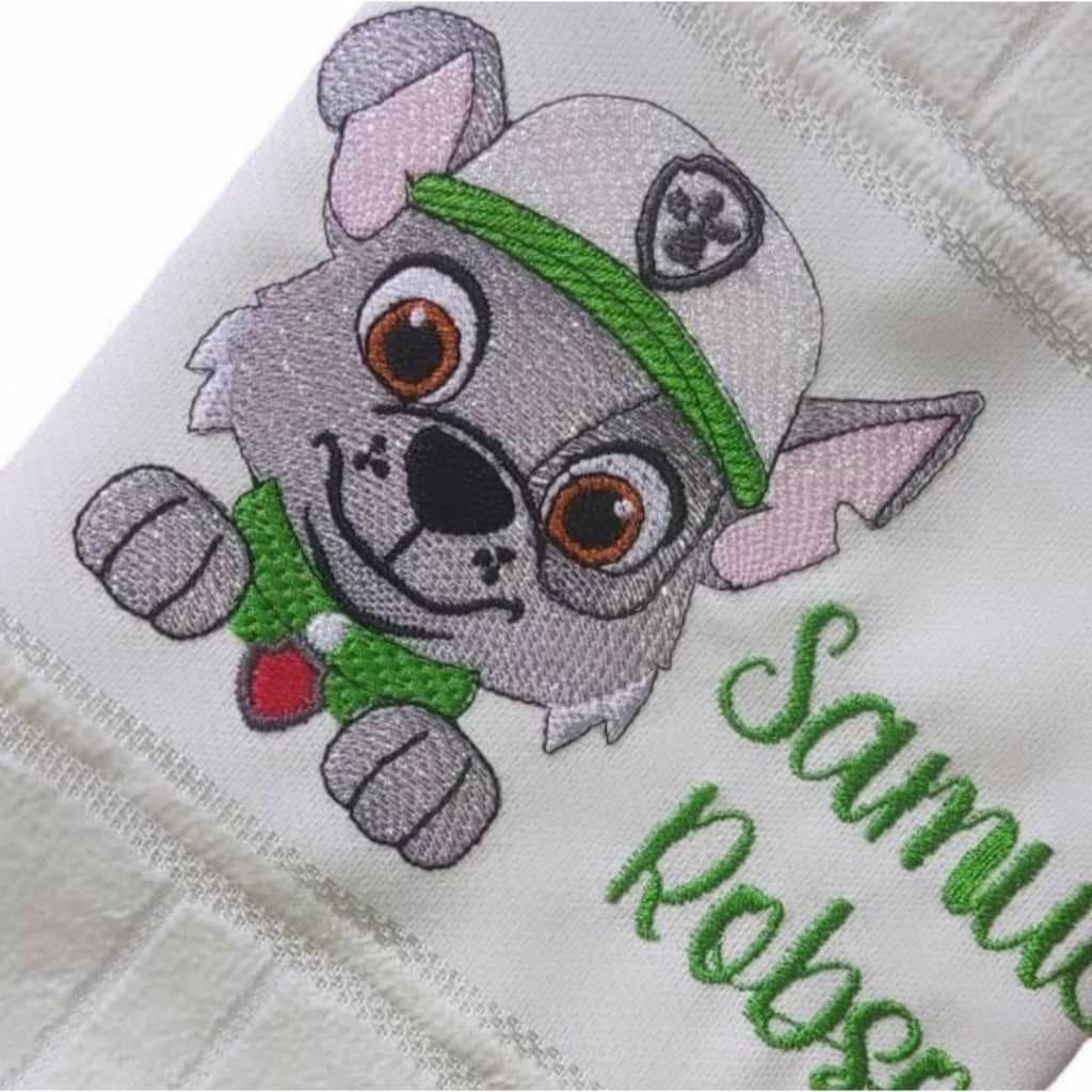 Toalha de Lavabo Bordada Personalizada - Rocky Patrulha Canina
