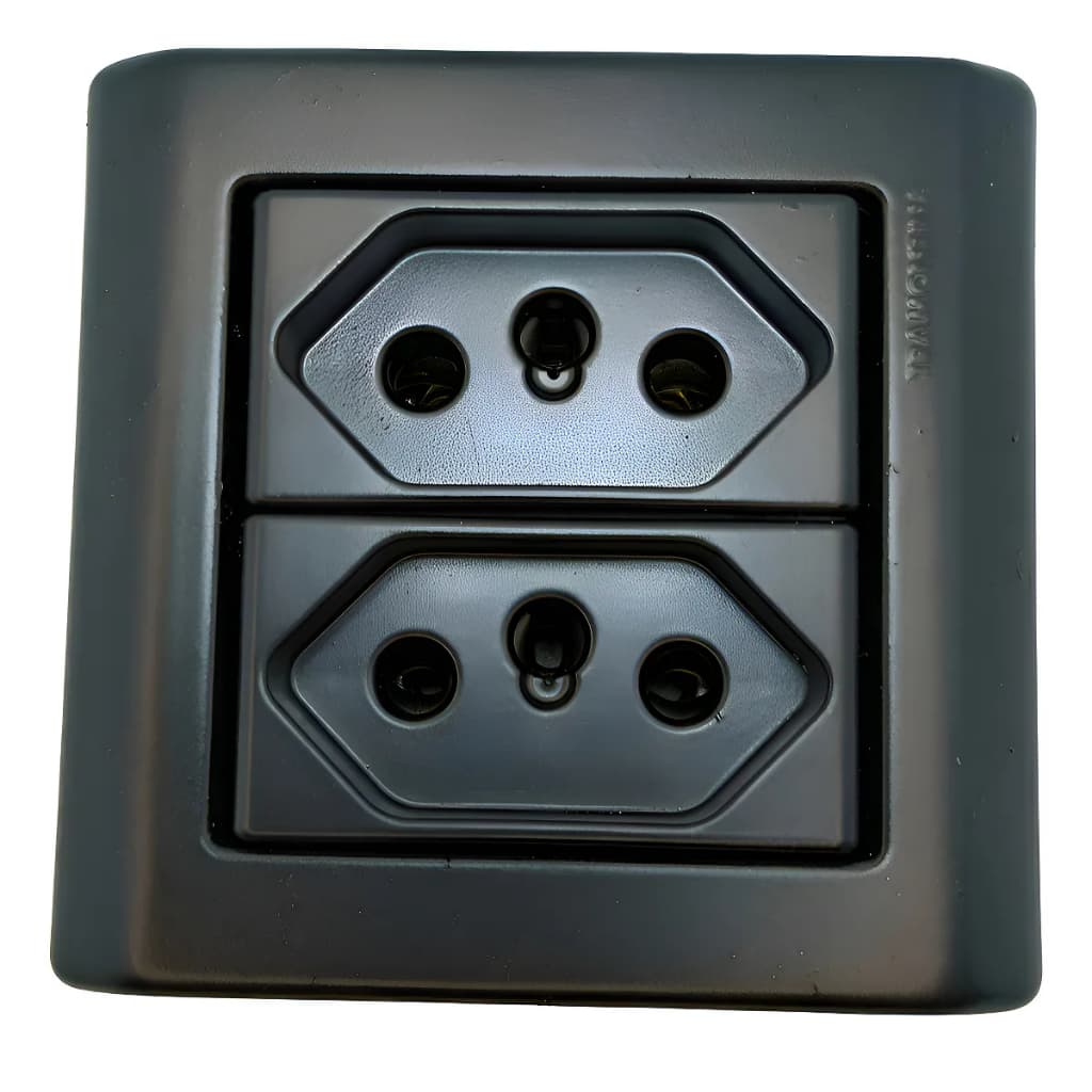 Tomada Sobrepor Dupla 2p+t 10a 250v Preto