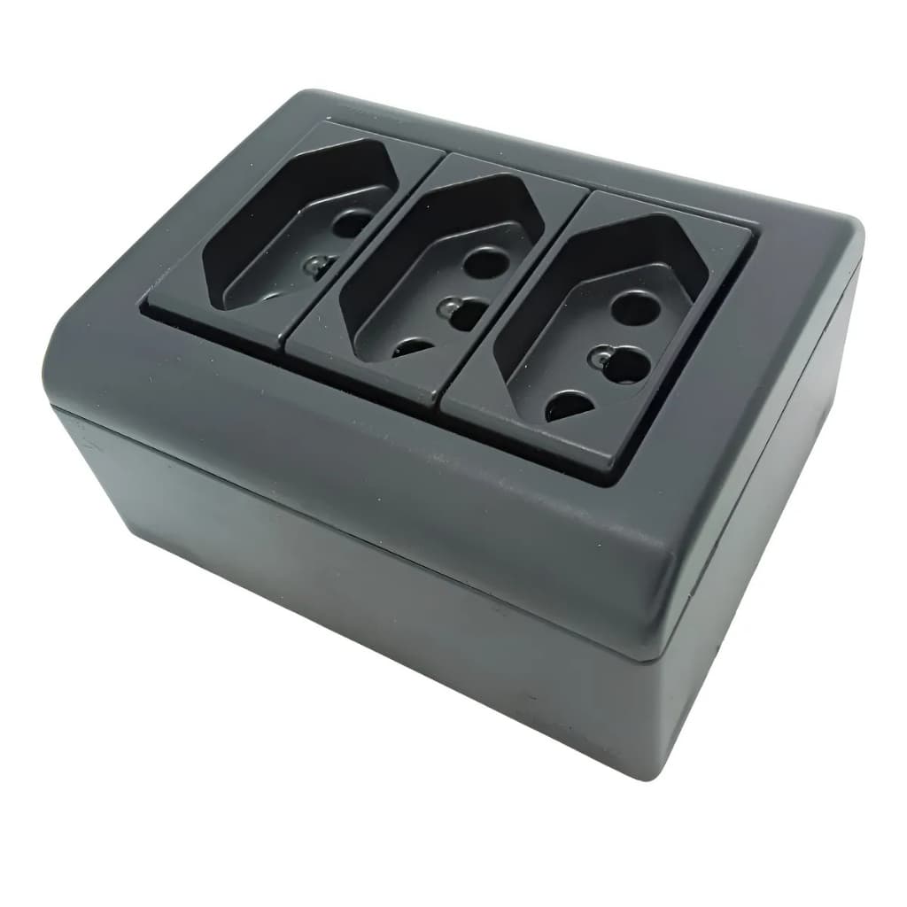 Tomada Sobrepor Tripla 2p+t 20a 250v Preto