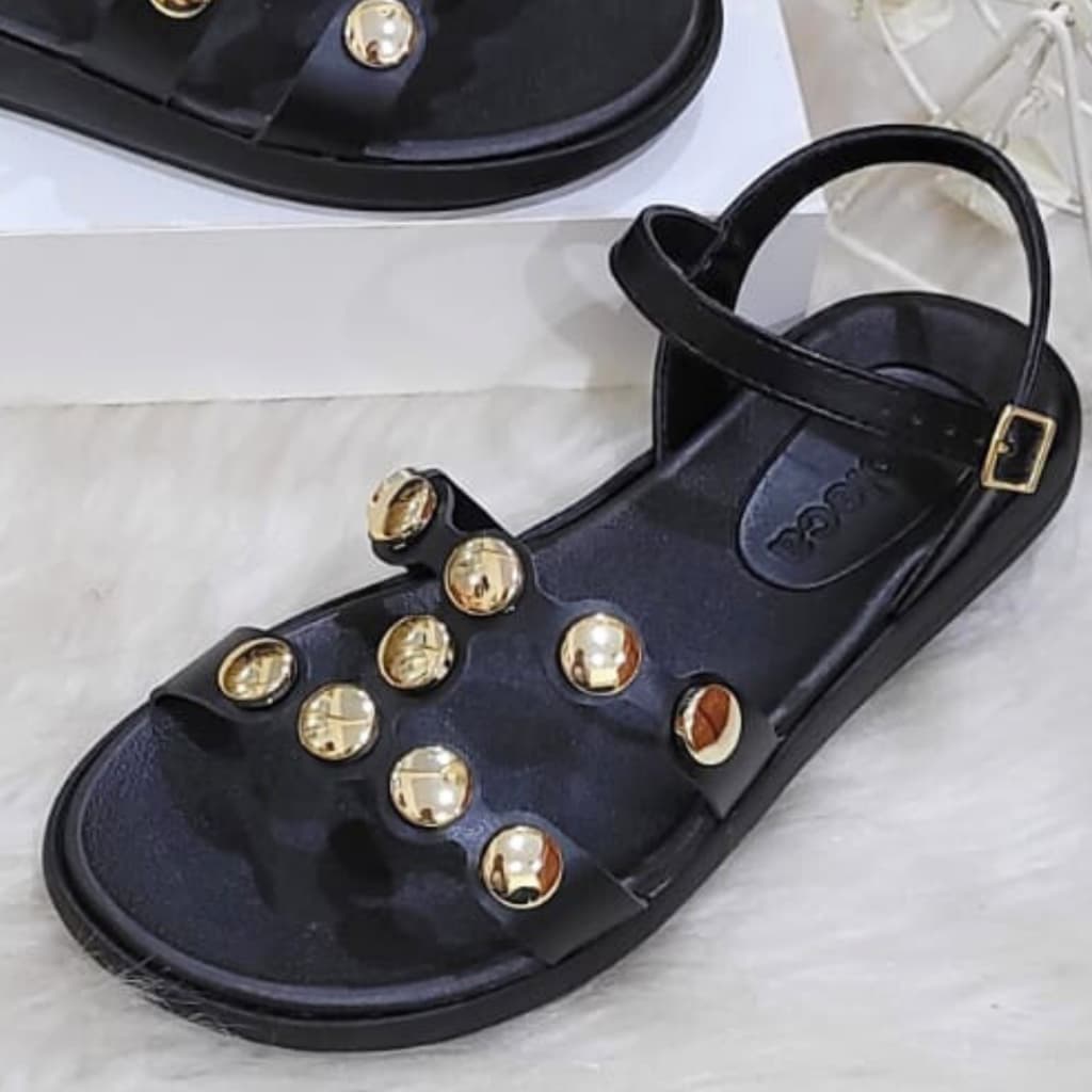 Sandália Feminina Moleca 5525.106 Napa Preto/Nude/Branco Off