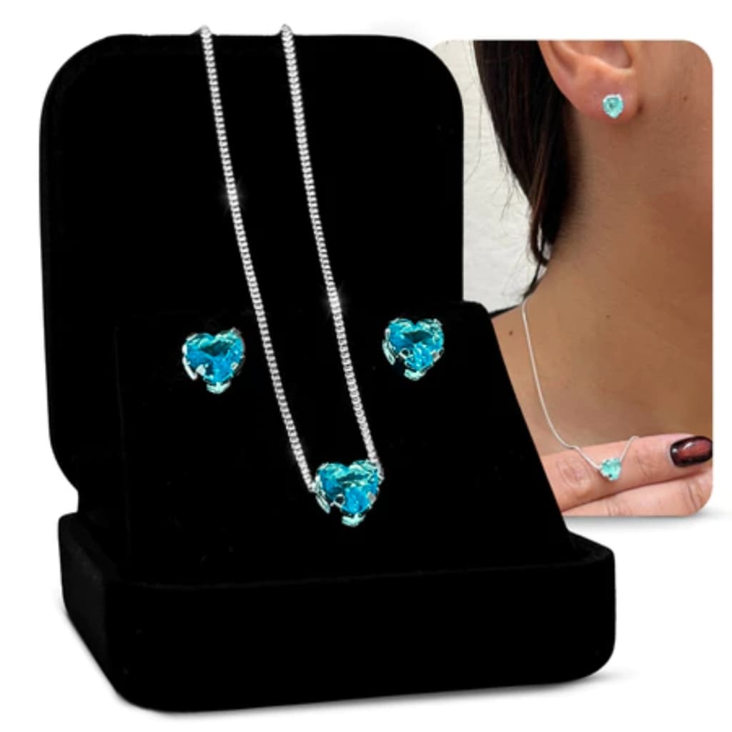 Colar Prata 925 Legítima Veneziana Pingente + Par Brinco Feminino v12 Fina Prata Kit