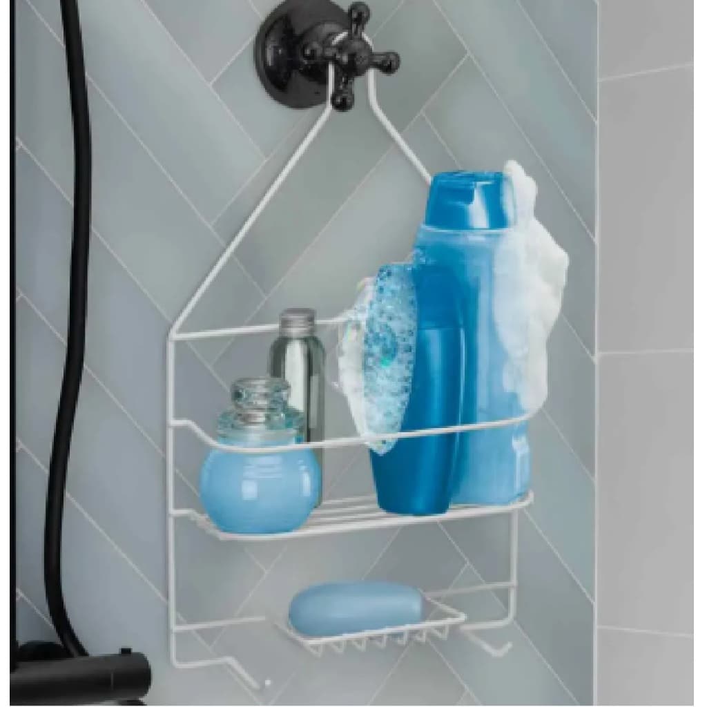 Suporte Porta Shampoo 2 Andares Grande Registro Banheiro Box Branco
