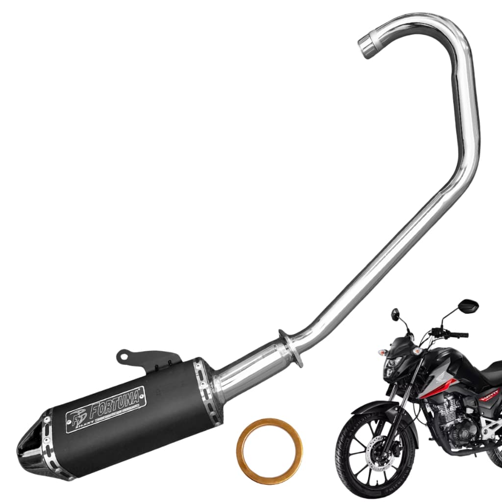 Escapamento Mini Tri Preto Honda Titan Fan Start 160 2025 em diante Fortuna Ronco GRAVE ESPORTIVO