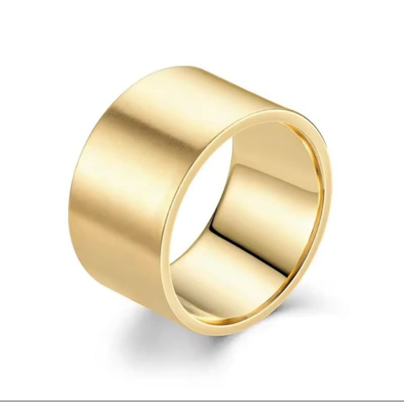 Aliança Retas em Tungstênio 12mm Banhado a Ouro 18k