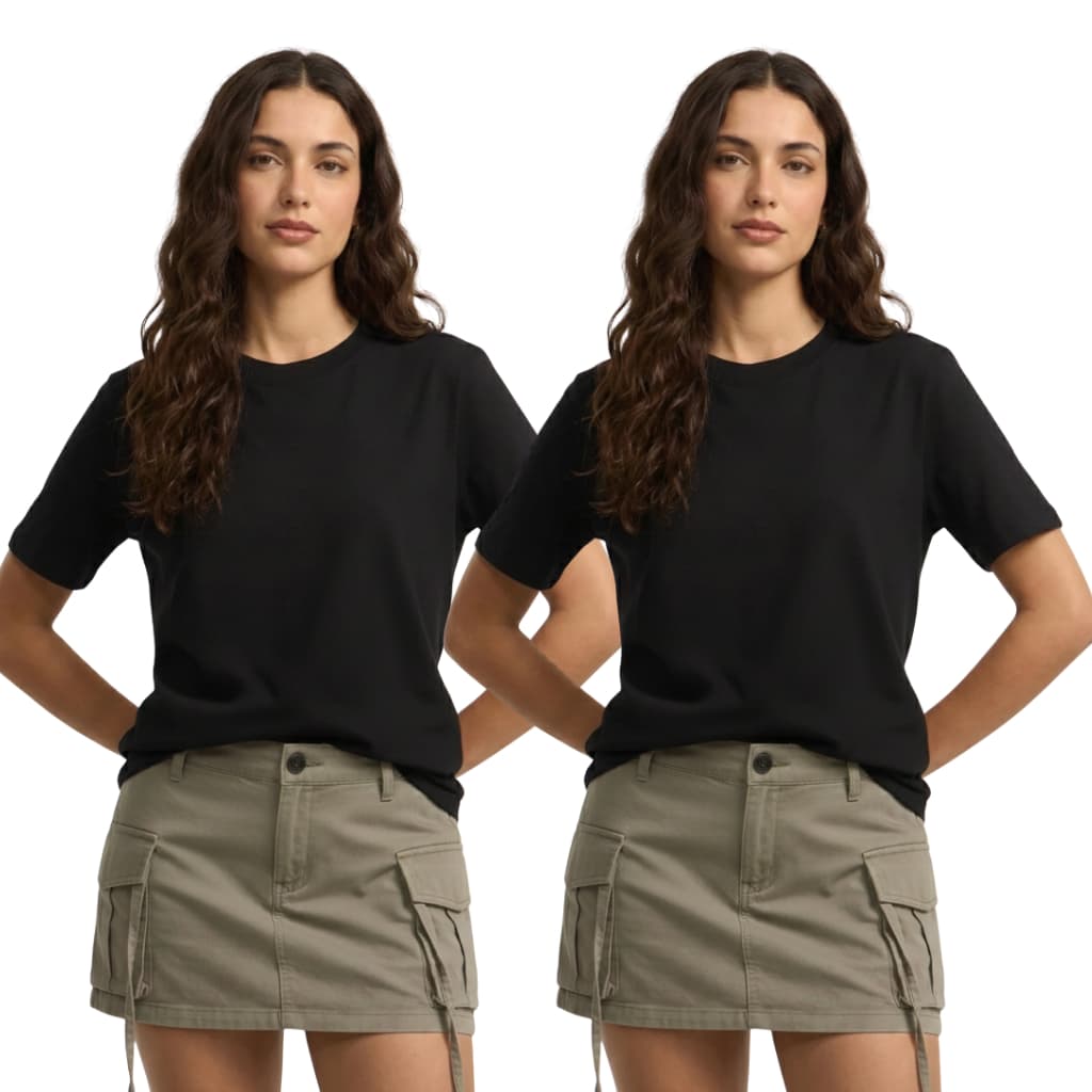 Kit 2 Camisetas Femininas Básicas Lisas Estilosas 100% Algodão T Shirt Envio Imediato