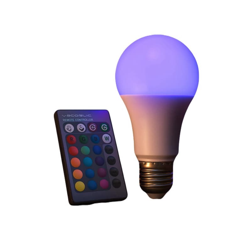 Lâmpada LED RGB Controle Remoto 16 Cores Quarto Gamer Festa Luz Colorida Bivolt 15W