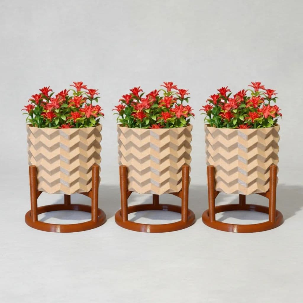 Kit 3 Vaso Decorativos Cachepot Espiral Para Plantas Artificial Enfeite - Decoração Casa - Sala Rack