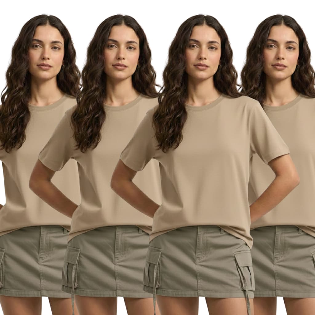 Kit 4 Camisetas Femininas Iguais Básicas Lisas Estilosas 100% Algodão T Shirt Oferta Envio Imediato