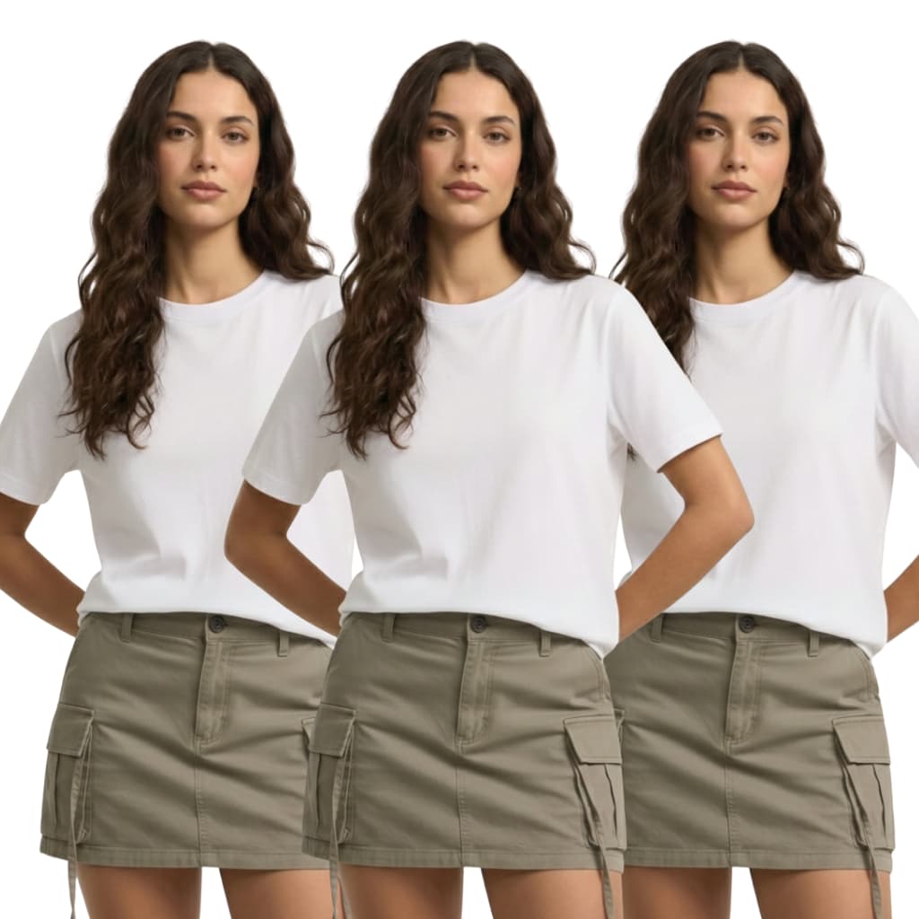 Kit 3 Camisetas Femininas Iguais Básicas Lisas Estilosas 100% Algodão T Shirt Oferta Envio Imediato