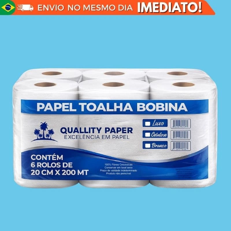 Bobina de papel toalha 20 cm x 200m Branco Bobona de toalha de mão2