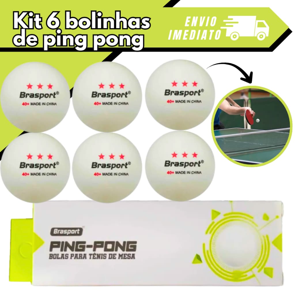 Kit 6 Bolinhas de Ping Pong Tenis de Mesa Bola Profissional para Jogo Competição Diversão Esporte Brasport