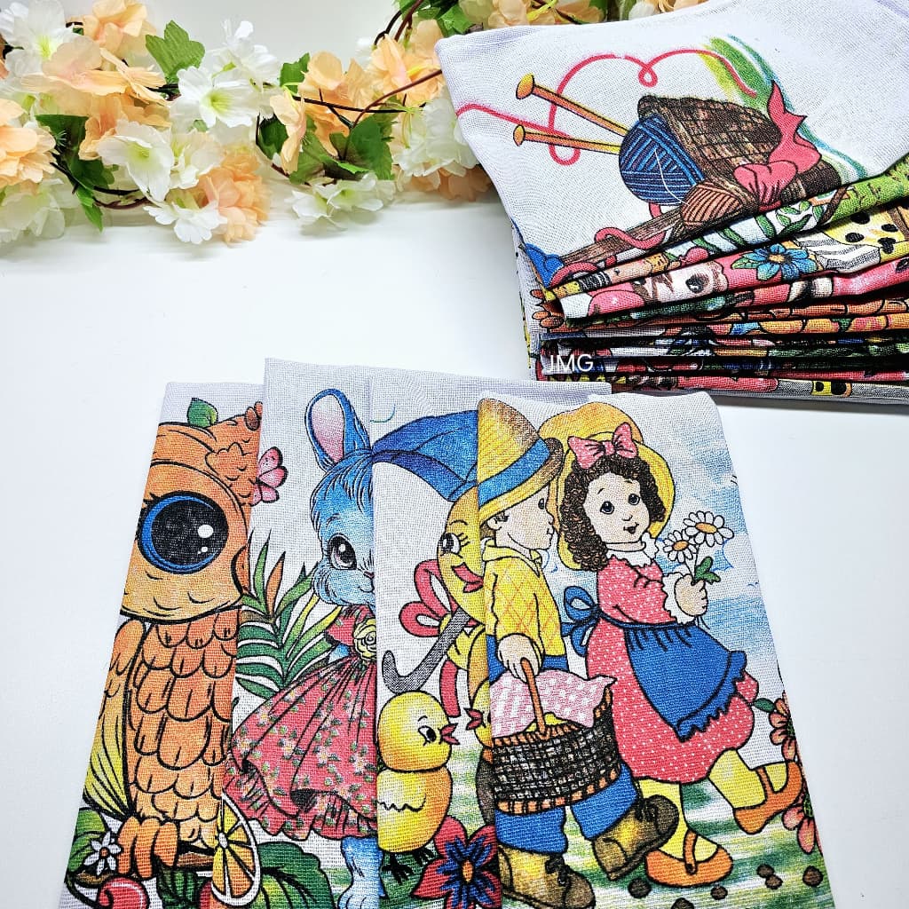 Kit 20 Panos de Prato Direto Da Fábrica Estampado Com Bainha