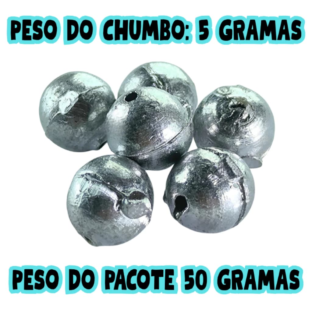 kit 10 chumbada para pesca 5 gramas - 50 gramas