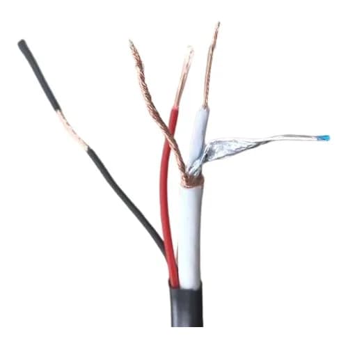 Cabo Coaxial + Bipolar Grosso Externo 5mm Reforçado Preto 10 a 50 Metros