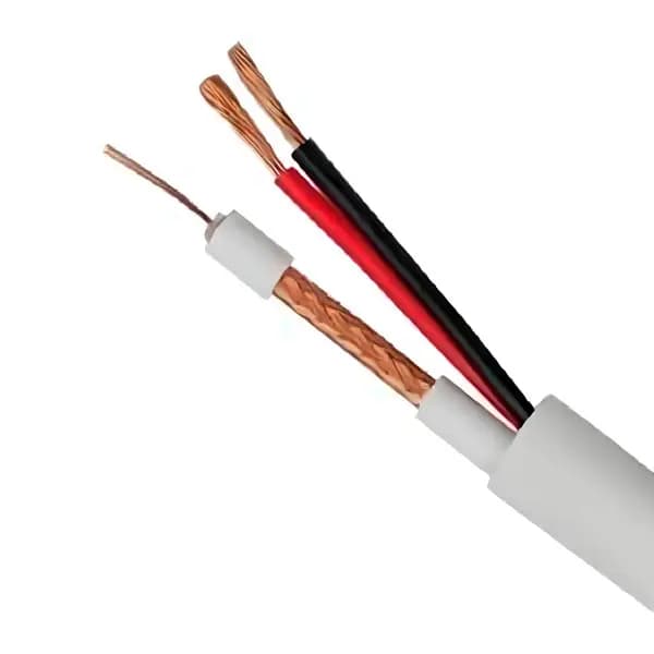 Cabo Coaxial + Bipolar Grosso Externo 5mm Reforçado Branco 10 a 50 Metros