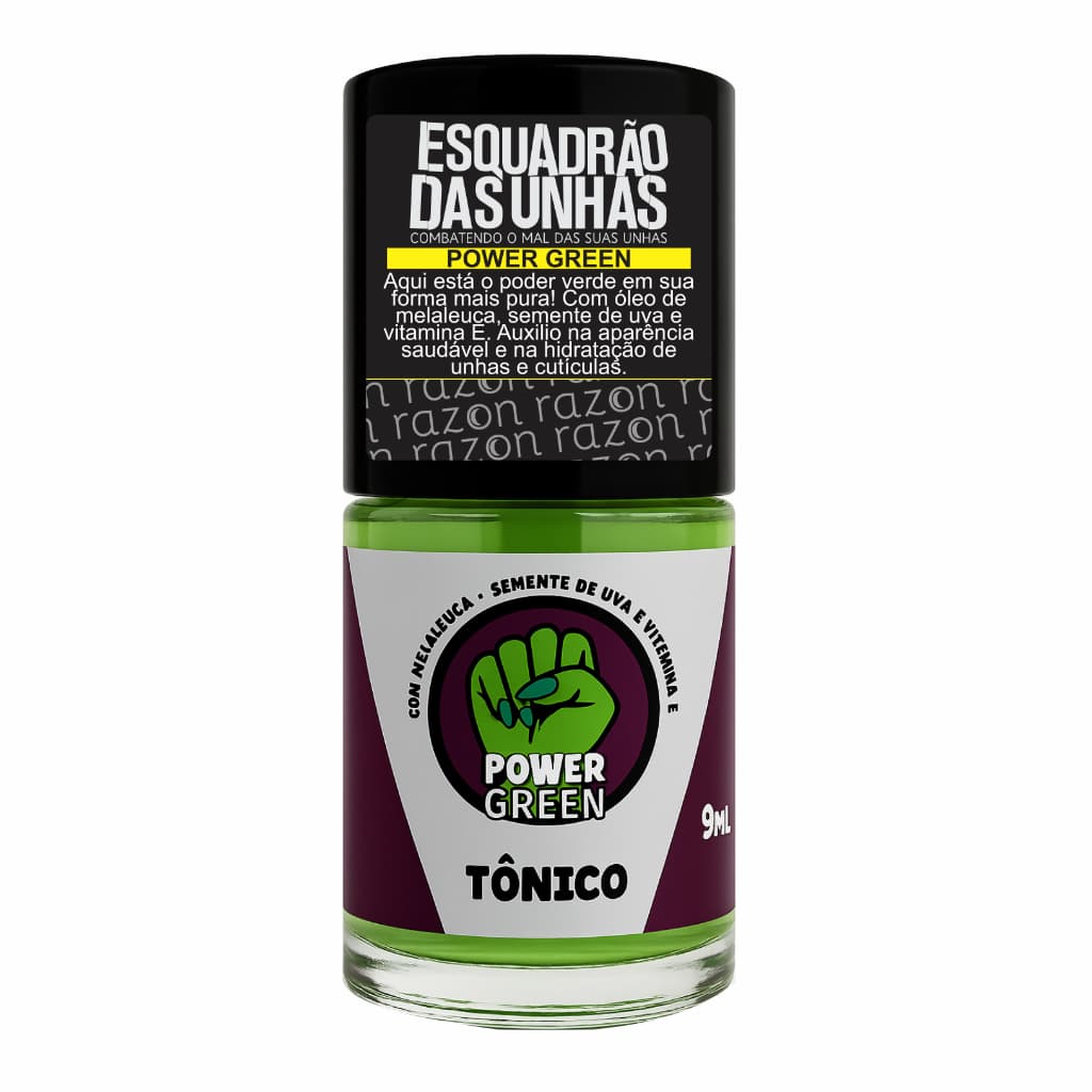 Tonico Hidratante de Unhas e Cutículas Power Green 9ml Esquadrão Das Unhas - Razon Cosmeticos