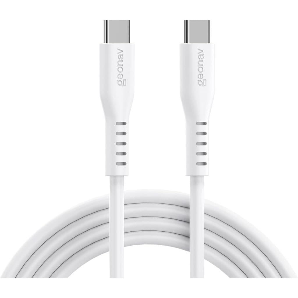 Cabo Em Silicone Flexível Usb-c Para Usb-c 100w 1,5m Com Organizador Branco Geonav