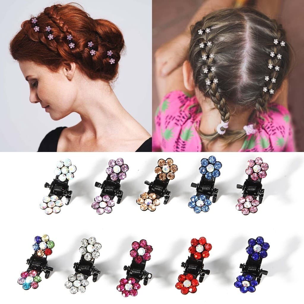 Kit de 80 mini metal Piranhas de Cabelo 1cm / Penteado Desenho Colorido ou Prata flor  - C&L LTDA