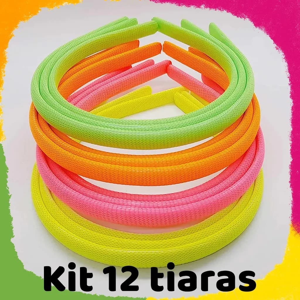 Kit 12 Tiaras Arquinho Encapada Colorida Artesanato Flexível Personalização 10mm