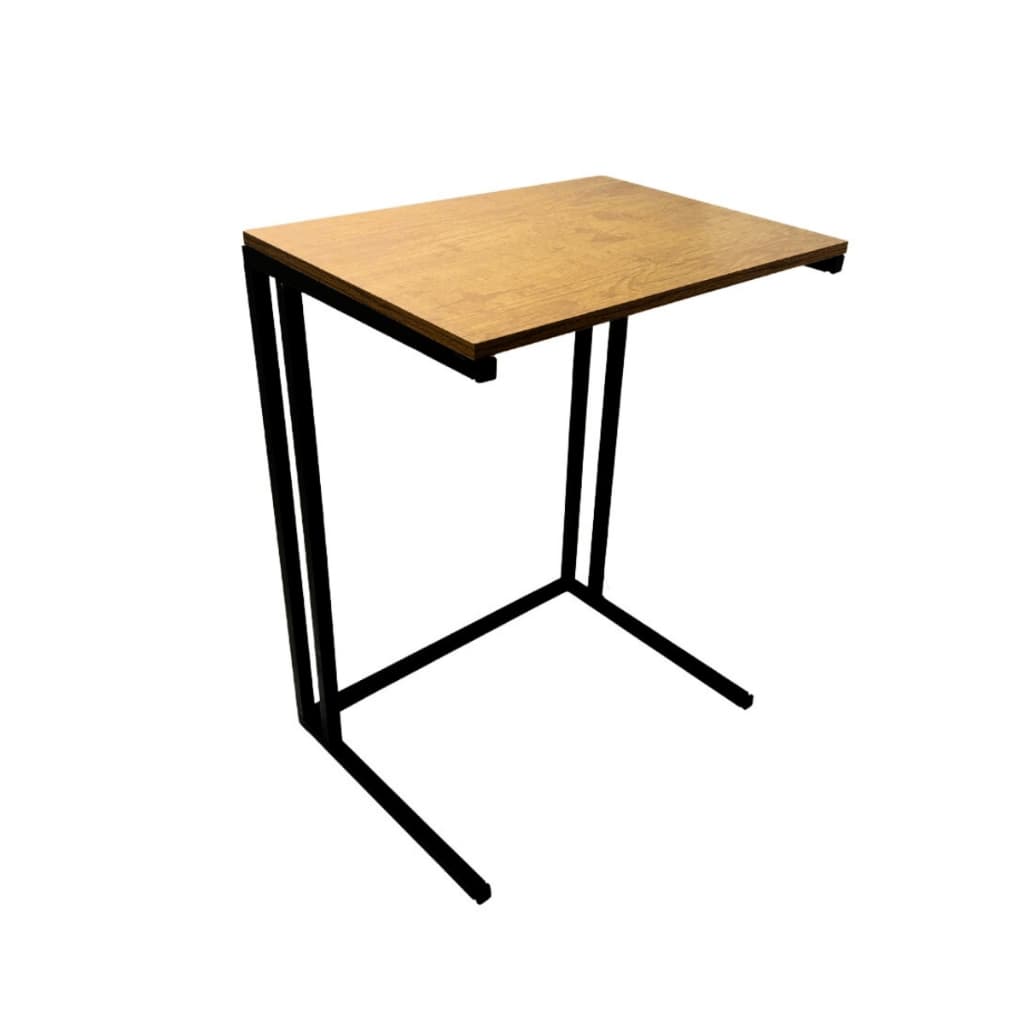 Mesinha Mesa Lateral Apoio De Canto Sofá Cama Leitura E Notebook Madeira Cor Preta Estilo Industrial