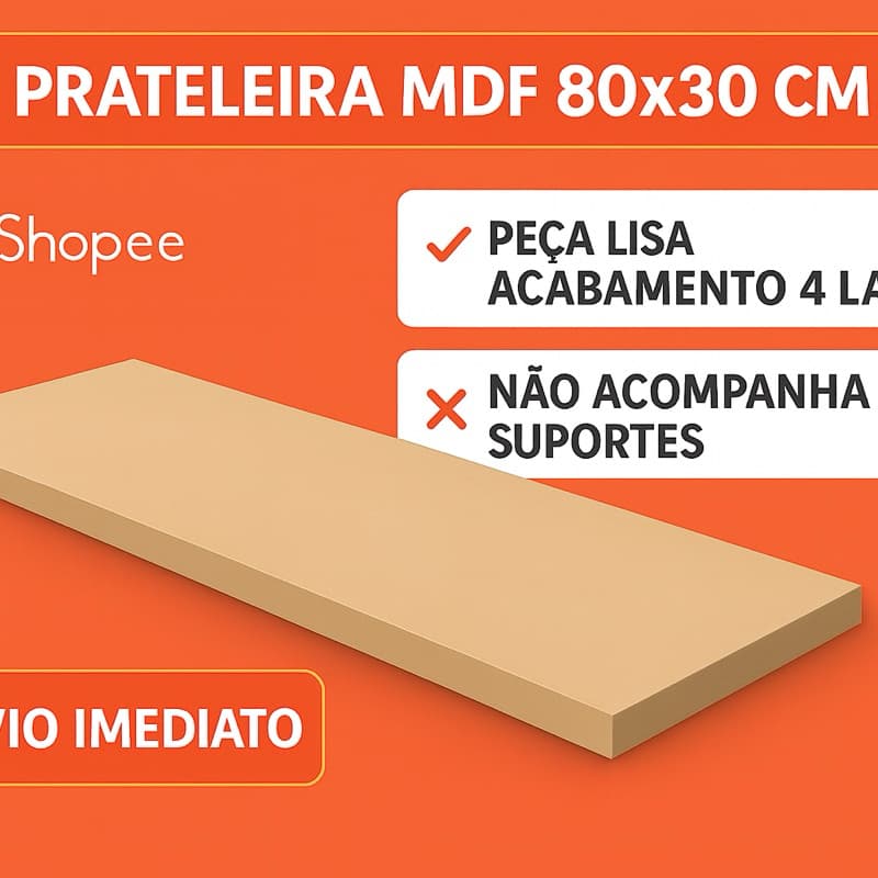 Prateleira MDF 80x30 cm – Peça Lisa | Acabamento 4 Lados