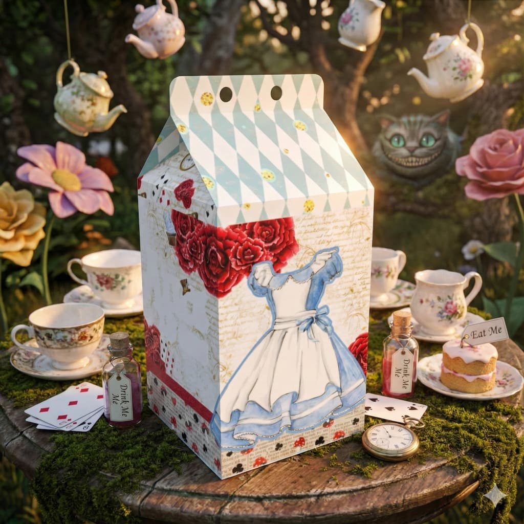 Caixinha Milk Tema alice no país das maravilhas Festa Infantil  Lembrança Para Festa