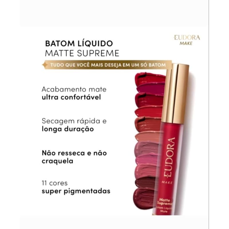 Batom Líquido Matte Supreme Eudora 4ml