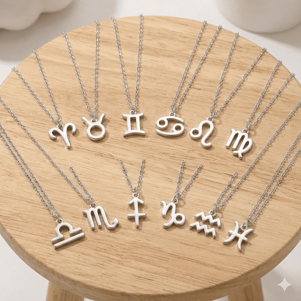 Colares De Signos Prata - Símbolos dos Zodiacos - Aço Não Oxidável - Não Enferruja