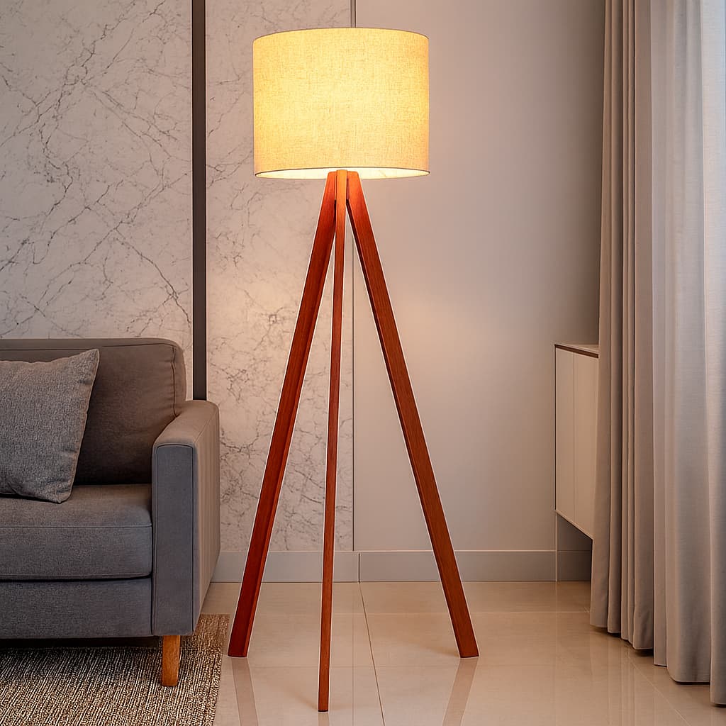 Abajur Chão Tripé 1,50 Cm Premium Completo C/ Cúpula Fiação Luminária De Piso Sala, Quarto, Escritório *