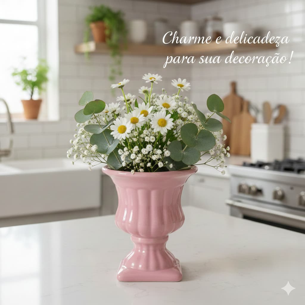 Taça Grega Média de Cerâmica 13x11x11 – Cores Variadas para Decoração e Plantas
