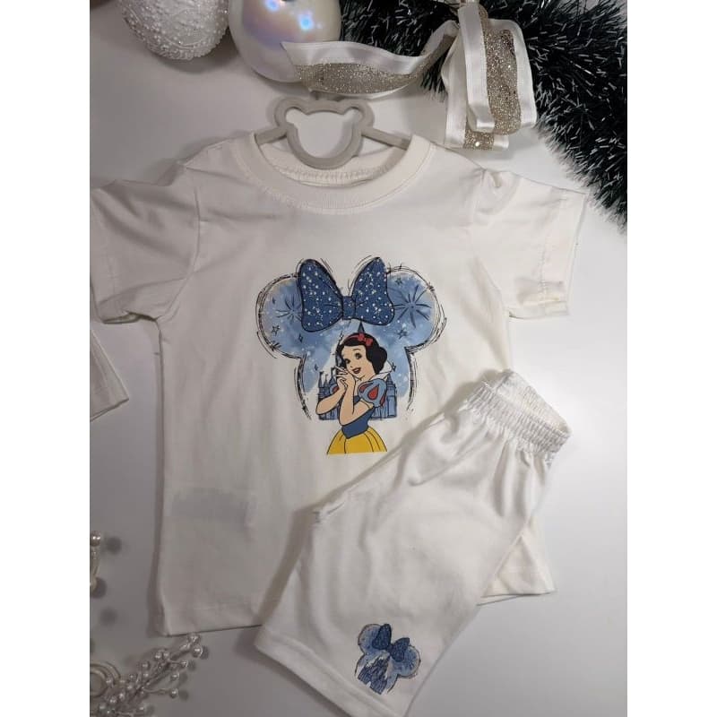 Conjunto Infantil Feminino Princesa Linha Premium Thirt + Bermuda Ciclista