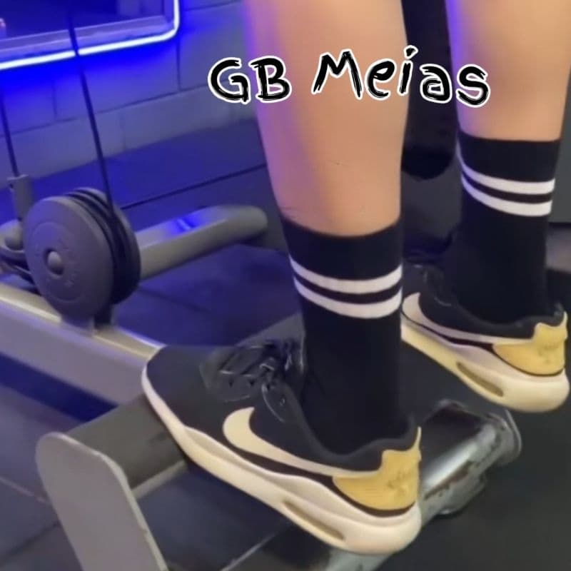 kit 3 Pares Meia Cano Alto Algodão Unissex Meias Ideias Academia Corrida Aeróbica