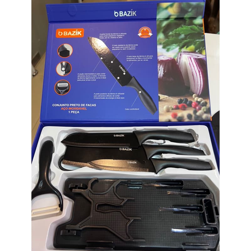conjunto de 7pecas para cozinha com tábua decorte aço inoxidavel