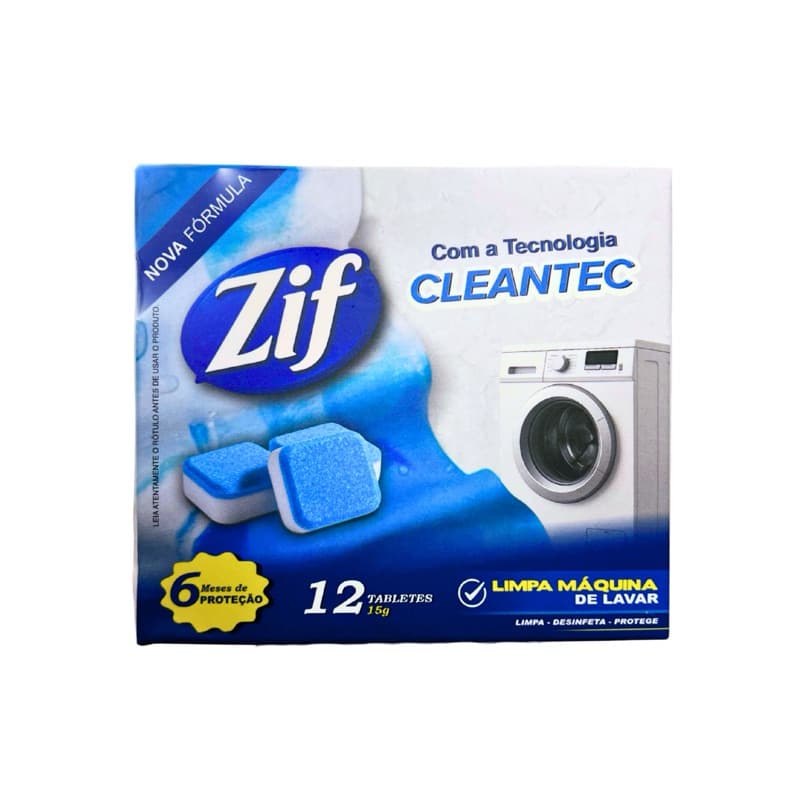 Zif Limpa Maquina de Lavar Roupas 12 Pastilhas Rende até 1 Ano Lavadoras frontal e superior com Tecnologia Cleantec