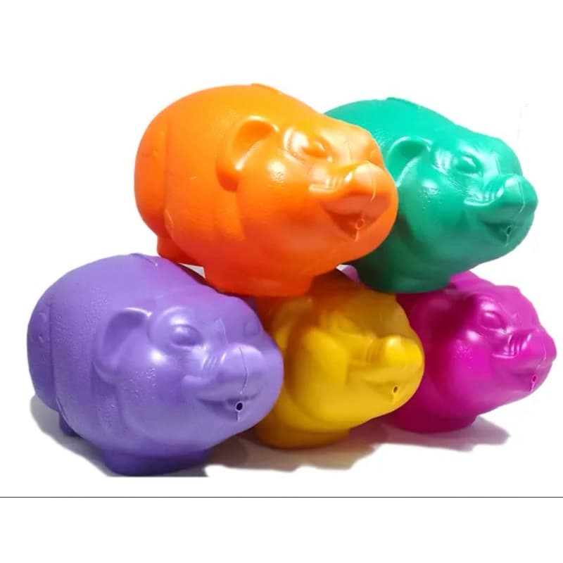 Kit 5 Unidades Cofres Porquinho Plástico Colorido Porta Moedas Lembrancinha Festa Dia das Crianças.