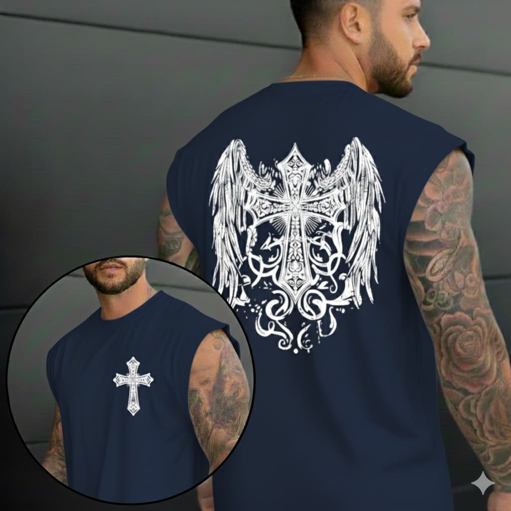 Camiseta Regata Oversized Masculina Basica Estampada Asa Gotico Estilo Moda Streetwear